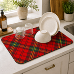Kitchen Dish Drying Mat | Red Tartan Check Print | 35x55 cm