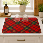 Kitchen Dish Drying Mat | Red Tartan Check Print | 35x55 cm