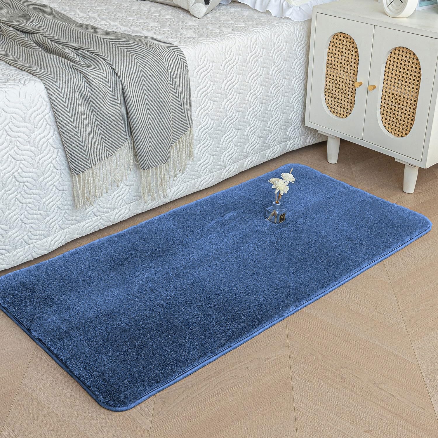 Rabbit Fur Super Soft Bath Mat (Blue, 60x90 cm)