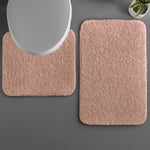 Polyester Contour Bath Mat Set (Pastel Peach , 45x 75 cm & 40x45)