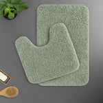 Polyester Contour Bath Mat Set (Pastel Green , 45x 75 cm & 40x45)