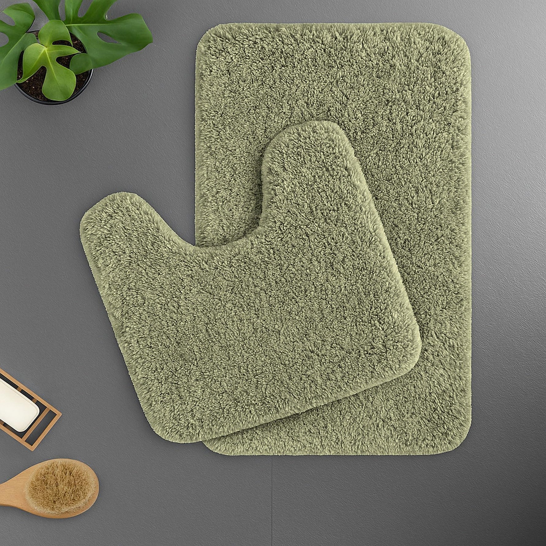 Polyester Contour Bath Mat Set (Pista , 45x 75 cm & 40x45)
