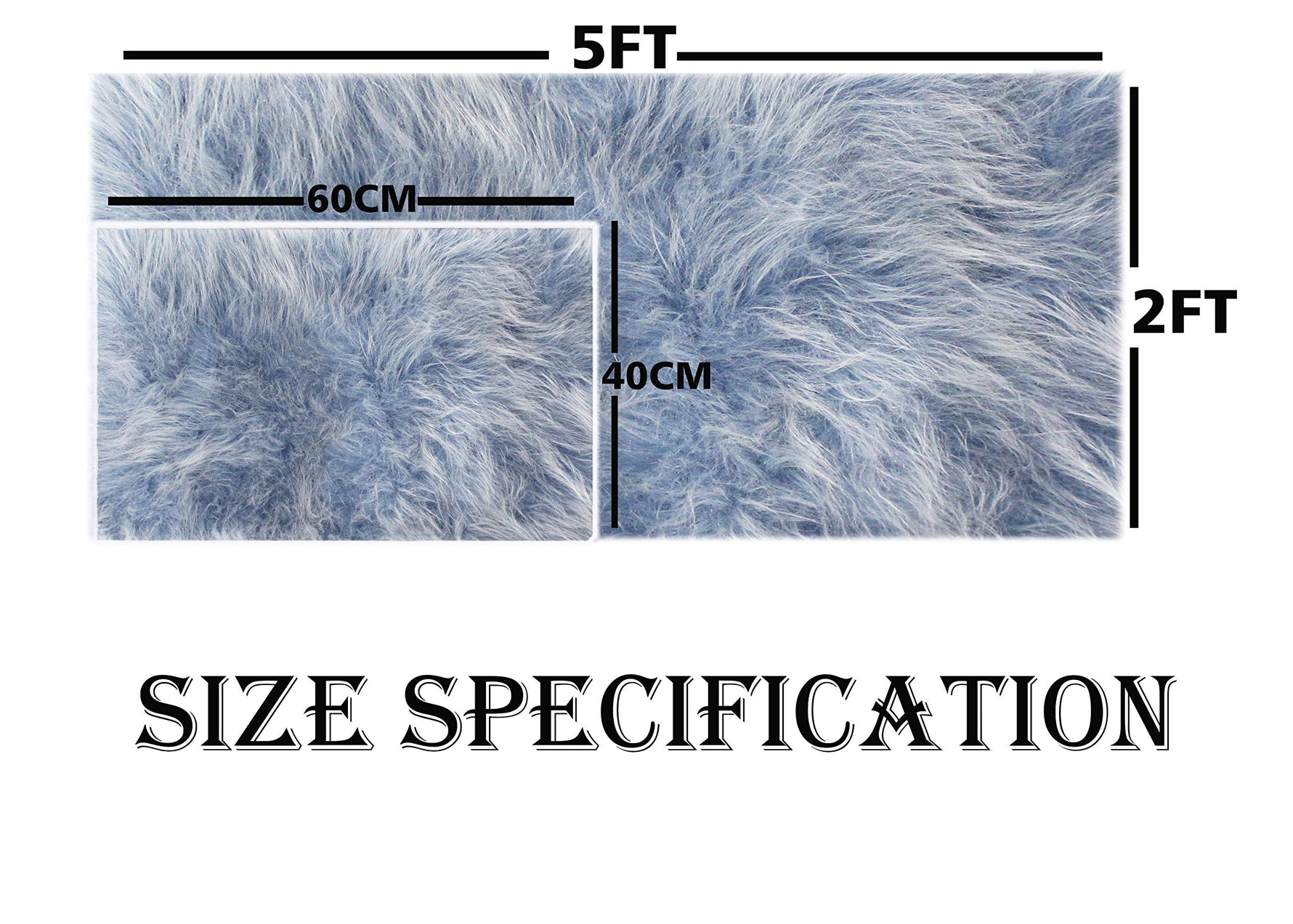 Faux Furr Runner for Bathroom (Blue, 2x5 Ft)