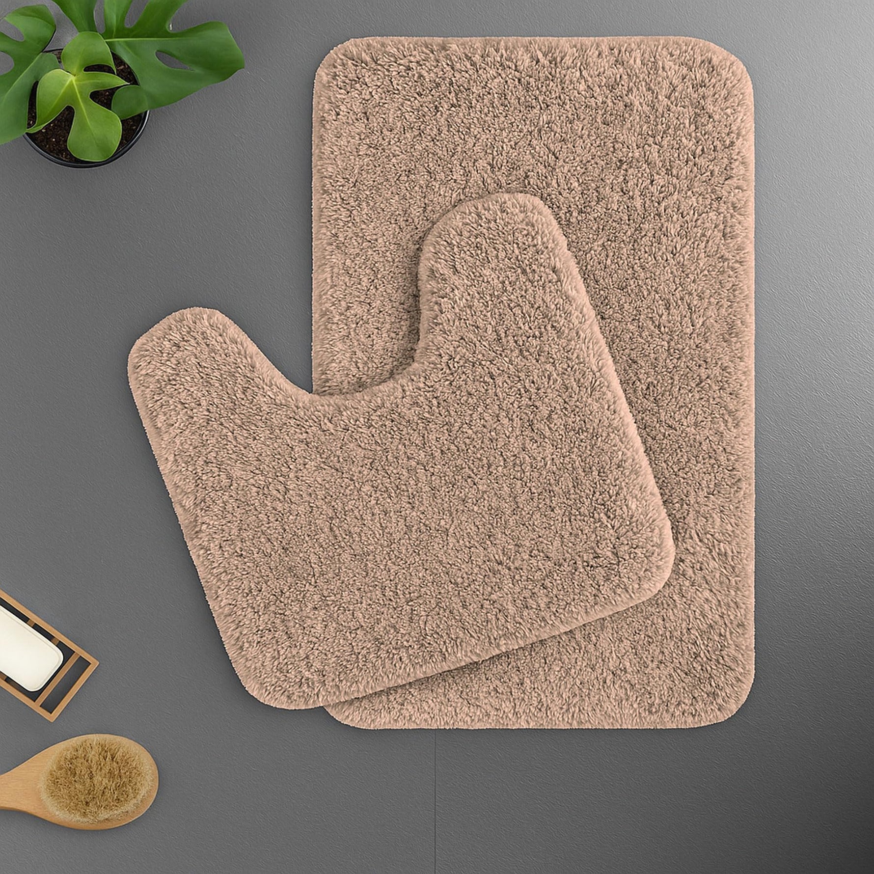 Polyester Contour Bath Mat Set (Rust , 45x 75 cm & 40x45)