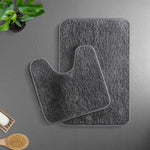 Newman Polyester Contour Bath Mat Set of 2 (Grey 45x75 cm & 40x45)