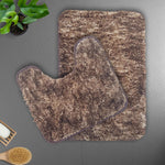 Hawaii Contour Rugs for Bathroom Set of 2(Rock brown, 45 x 75 Cm)