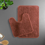 Newman Polyester Contour Bath Mat Set of 2 (Rust 45x75 cm & 40x45)