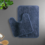 Newman Polyester Contour Bath Mat Set of 2 (Navy Blue 45x75 cm & 40x45)