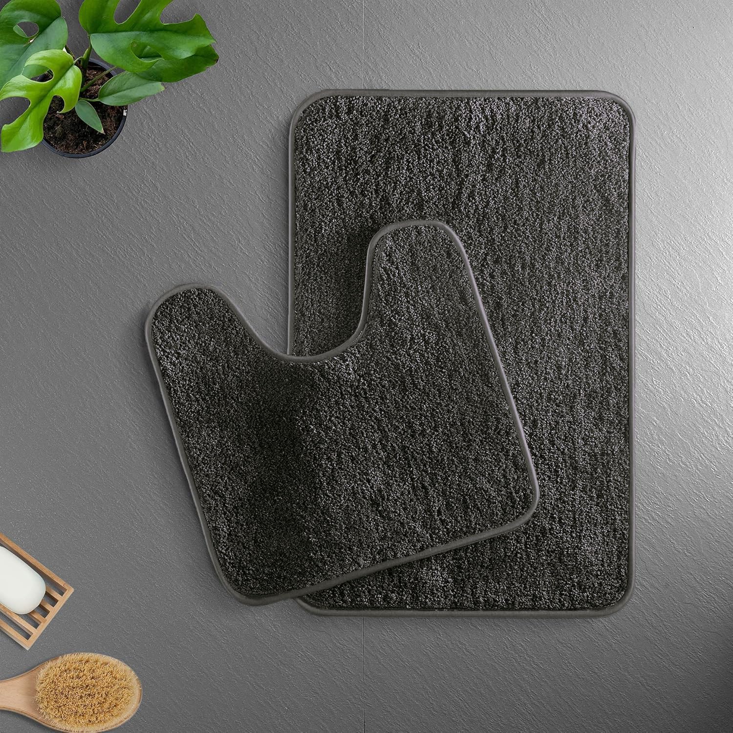 Newman Polyester Contour Bath Mat Set of 2 (Arabic Coffee 45x75 cm & 40x45)