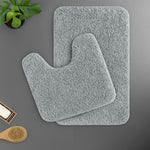 Polyester Contour Bath Mat Set (Silver , 45x 75 cm & 40x45)