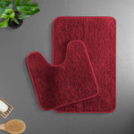 Newman Polyester Contour Bath Mat Set of 2 (Maroon 45x75 cm & 40x45)