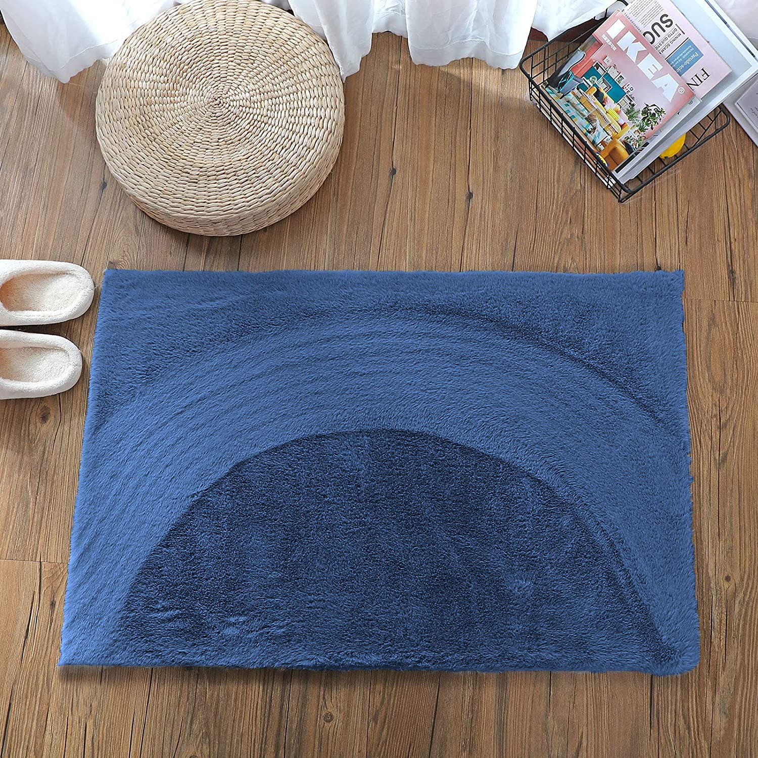 Rabbit Fur Soild Bath (Blue, 40x60 cm)