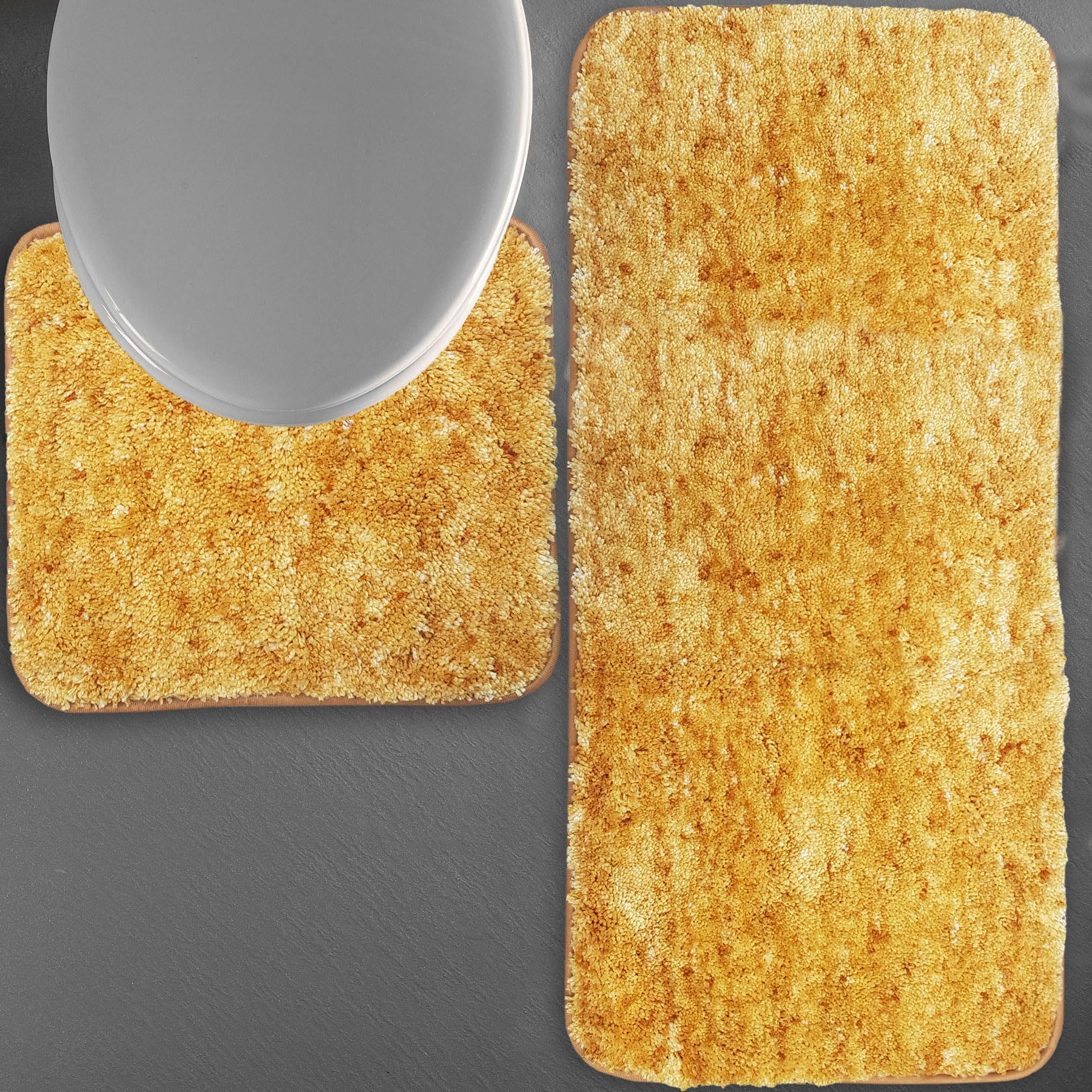 Hawaii Contour Rugs for Bathroom Set of 2(Gold, 60 x 90 Cm)