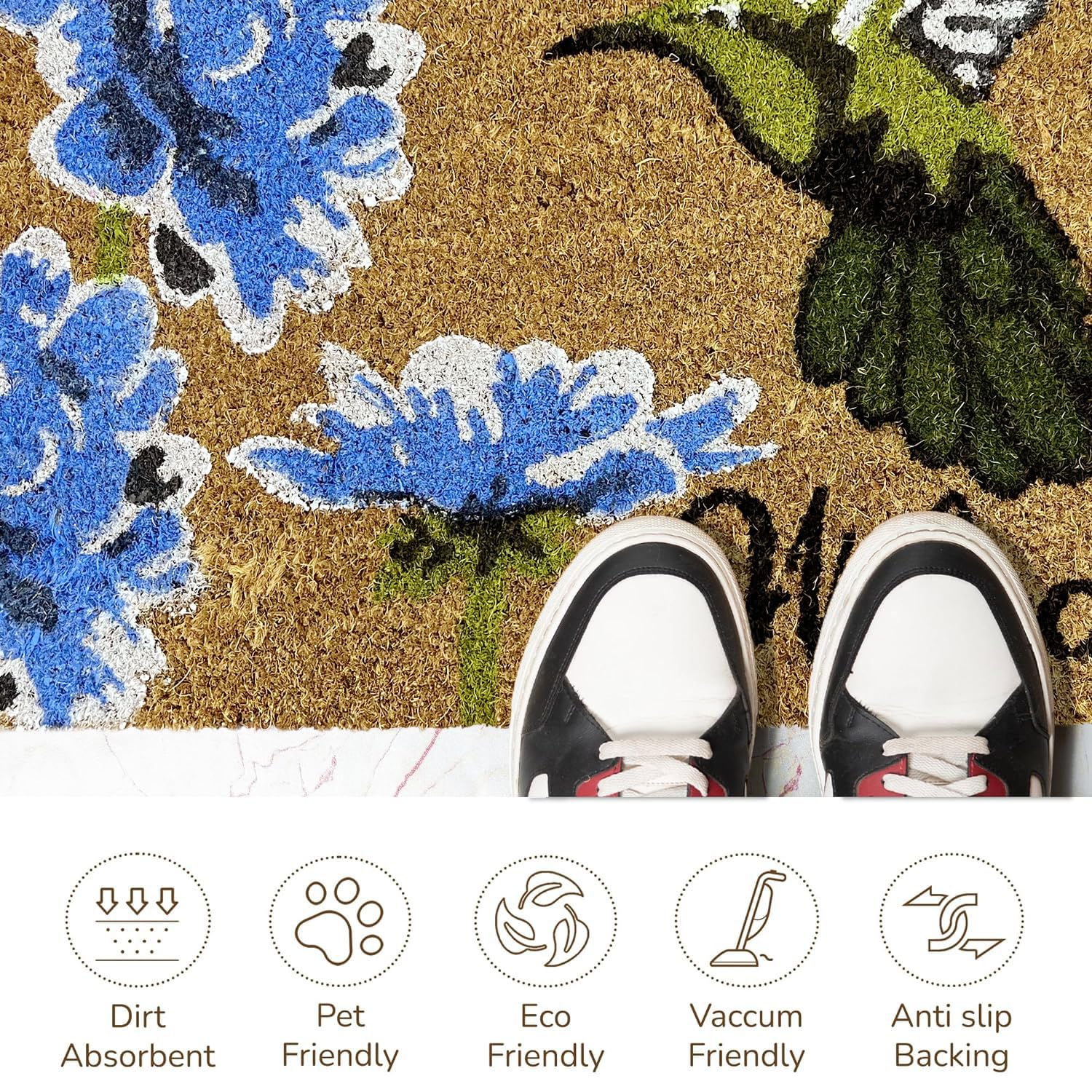 Coir Doormat for Home Entrance (Welcome Bird Print Design ,71x45 cm)