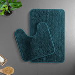 Newman Polyester Contour Bath Mat Set of 2 (Teal 45x75 cm & 40x45)