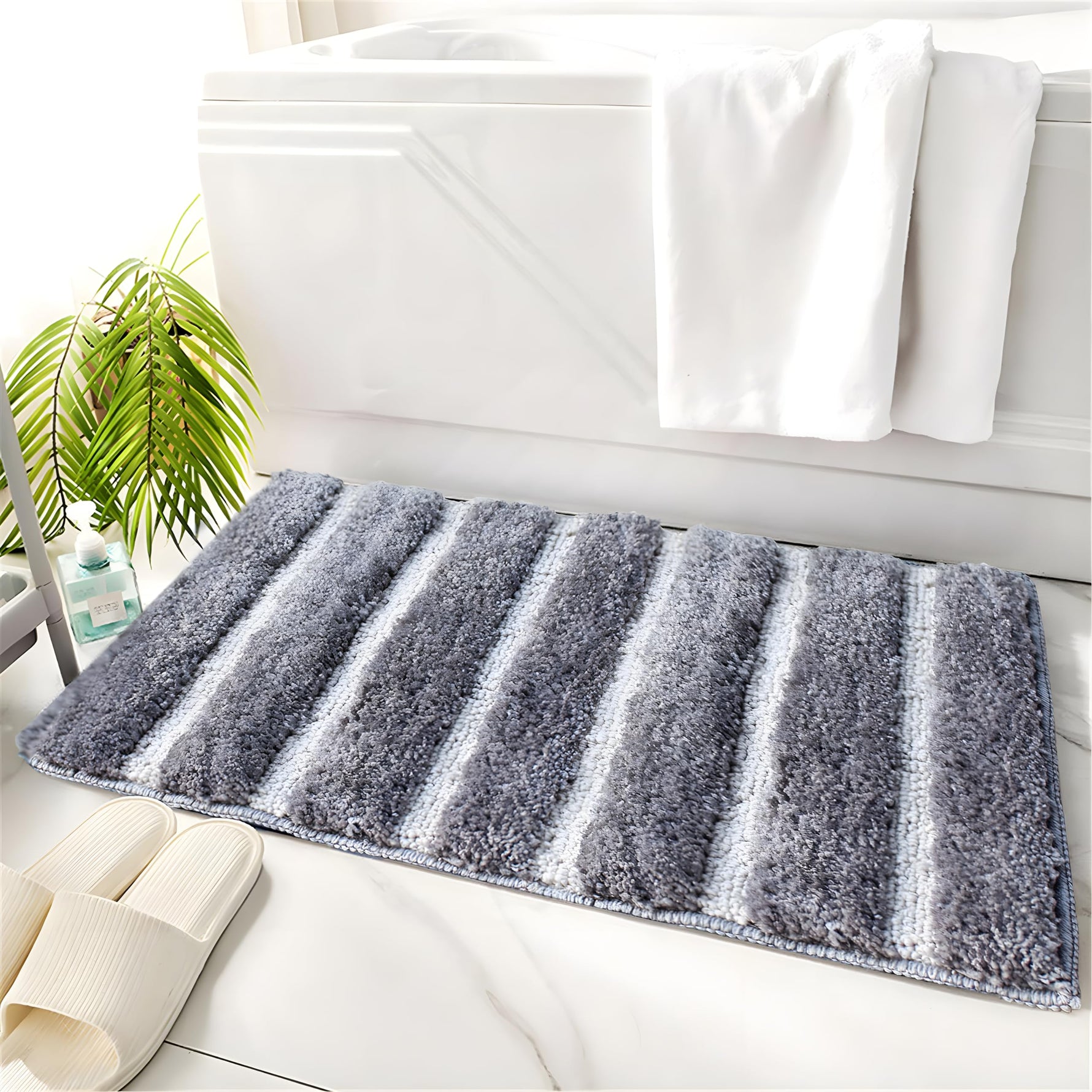 Mexico Bath Mat For Bathroom (38x58 cm, Silver)