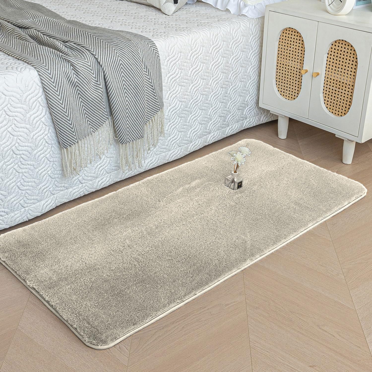 Rabbit Fur Super Soft Bath Mat (Beige, 60x90 cm)