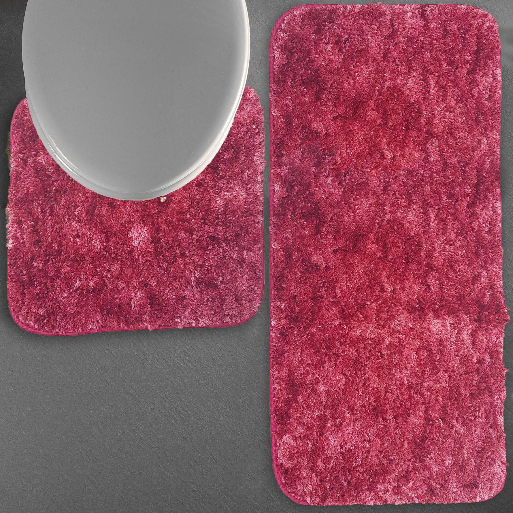 Hawaii Contour Rugs for Bathroom Set of 2(Pastel Red, 60 x 90 Cm)