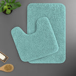Polyester Contour Bath Mat Set (Aqua, 45x 75 cm & 40x45)