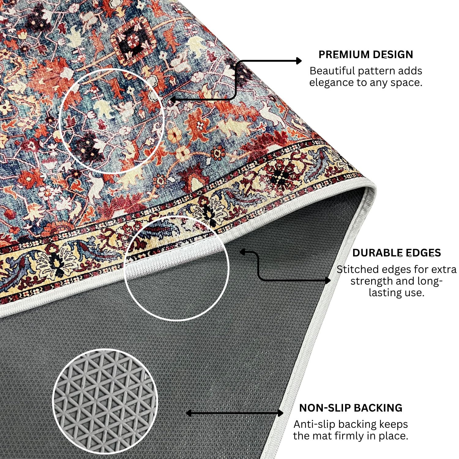 Polyester Floor Runner Velora Pattern Multi Color 150x56cm