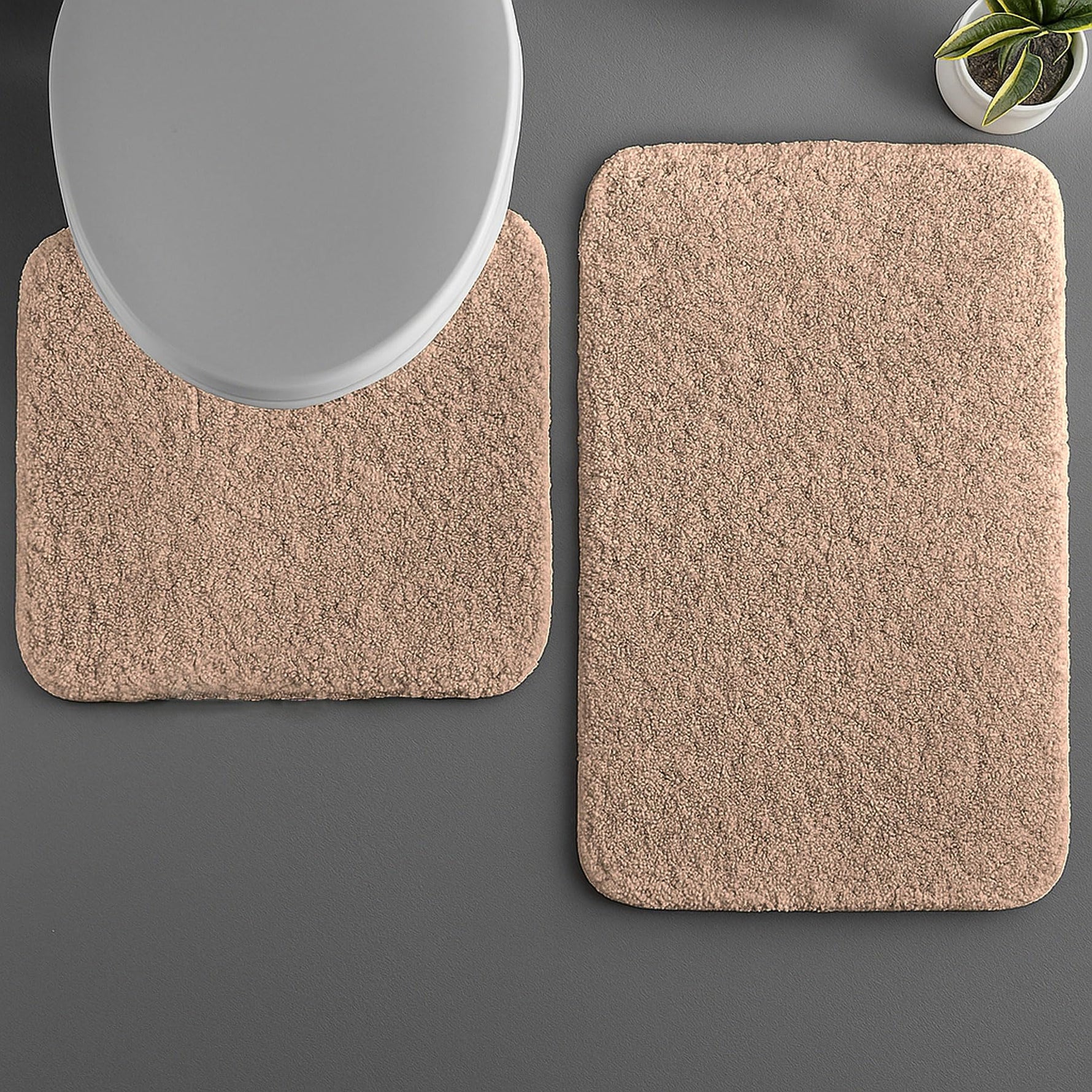 Polyester Contour Bath Mat Set (Rust , 45x 75 cm & 40x45)