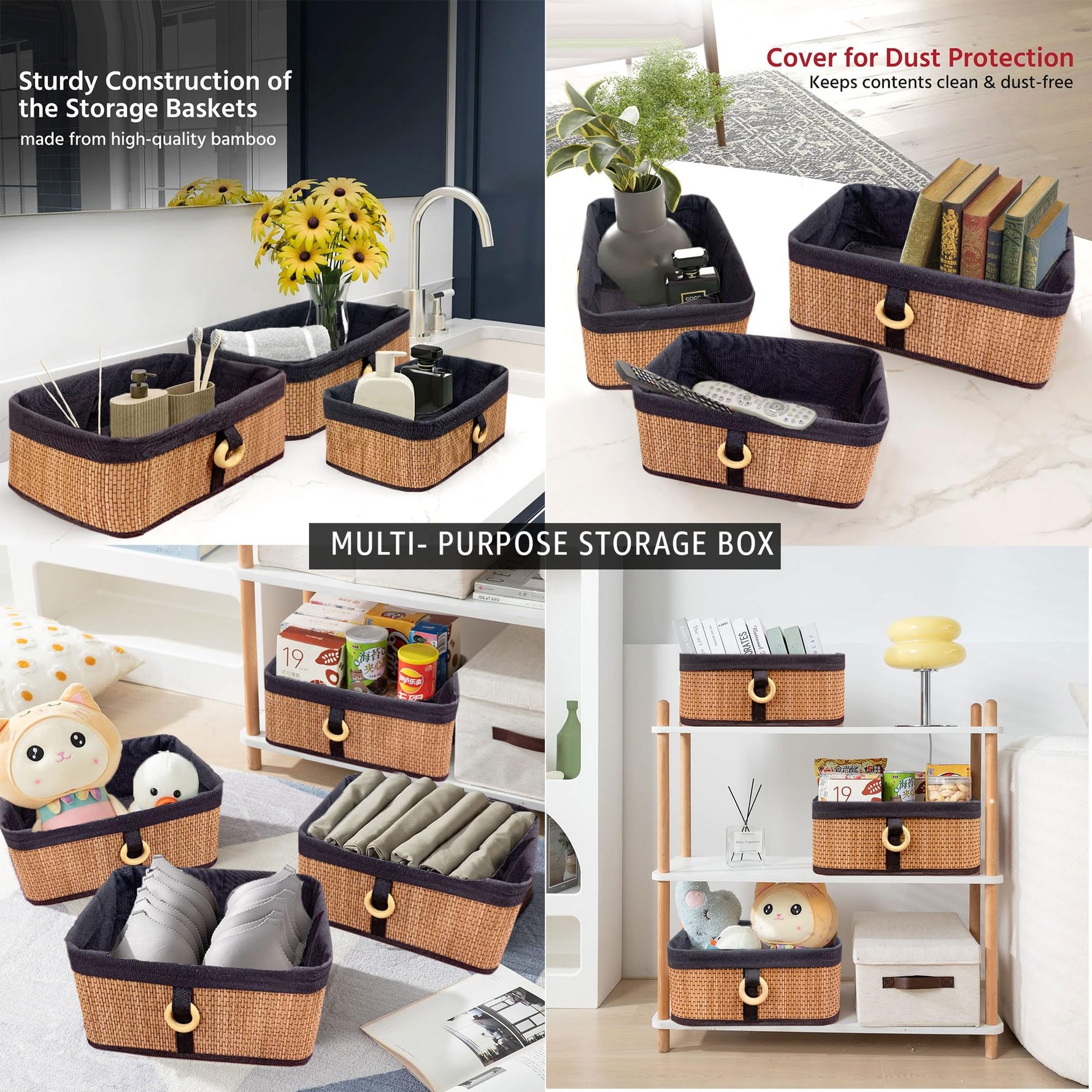 Brick Storage Box Bamboo (Natural ,30x20x12 cm)