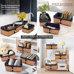 Storage Basket Brick Bamboo Box Pack of 2(Beige, 30x20x12 cm)