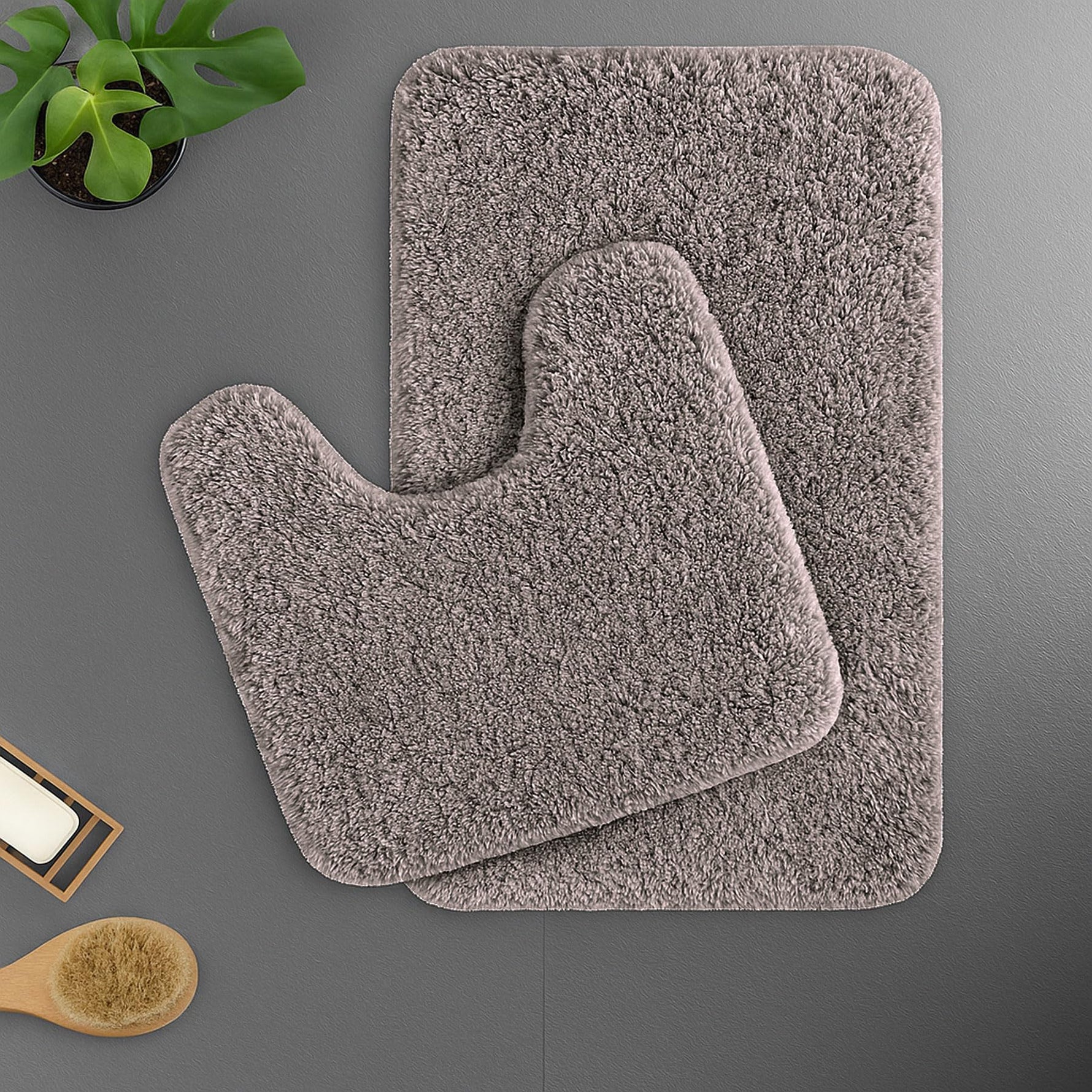 Polyester Contour Bath Mat Set (Cocoa, 45x 75 cm & 40x45)