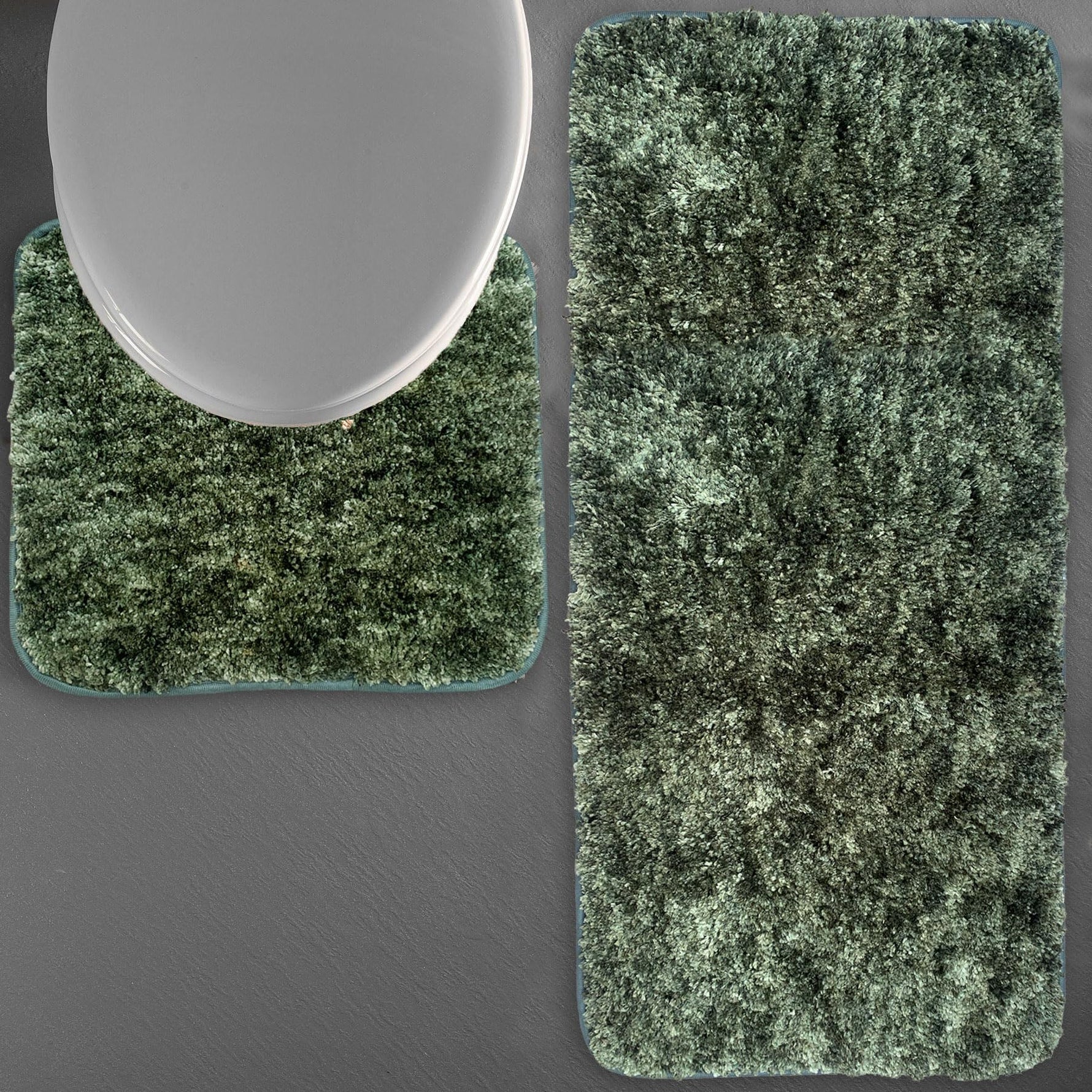 Hawaii Contour Rugs for Bathroom Set of 2(Hunter Green, 60 x 90 Cm)