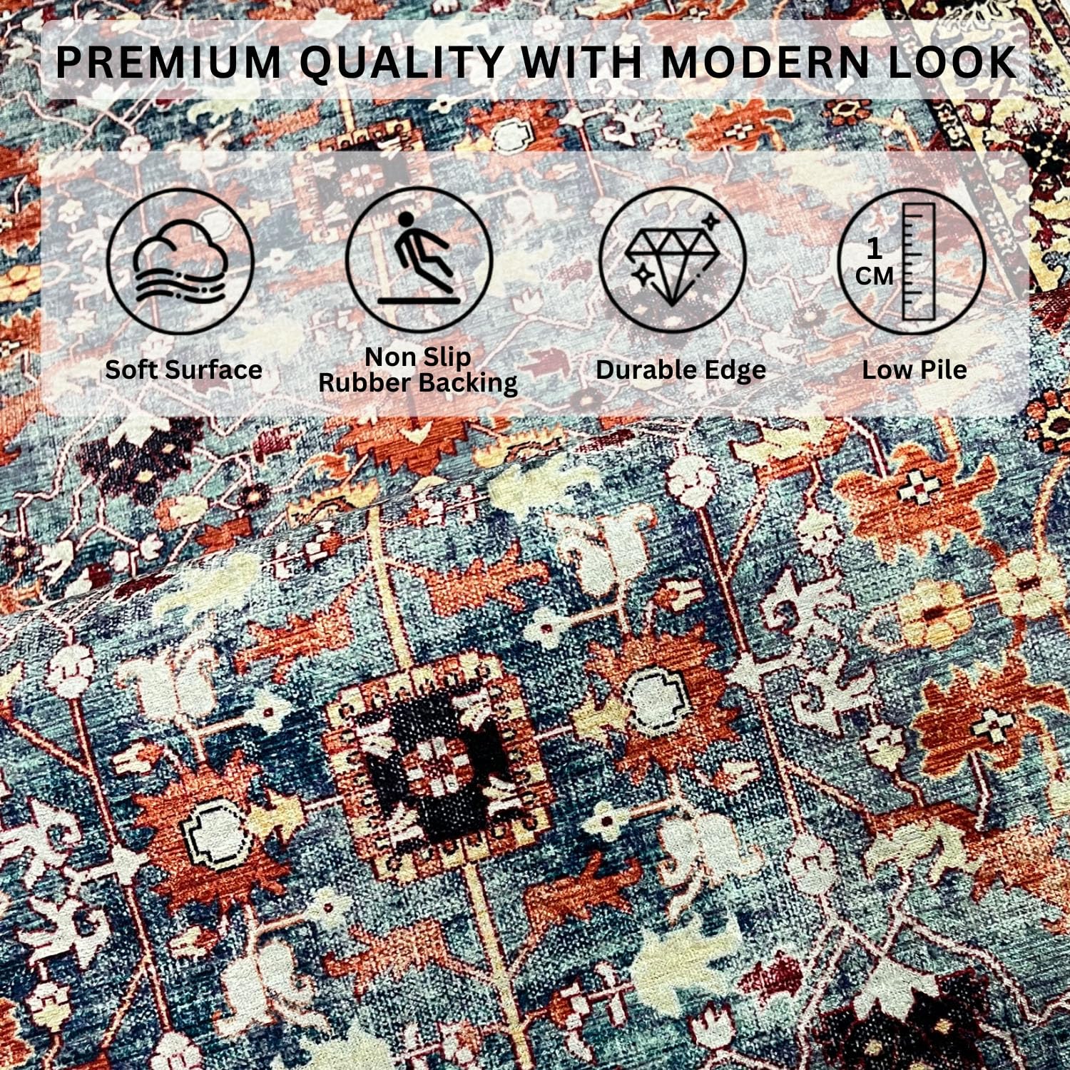 Polyester Floor Runner Velora Pattern Multi Color 150x56cm