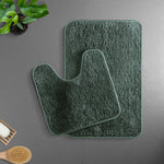Newman Polyester Contour Bath Mat Set of 2 (Hunter Green 45x75 cm & 40x45)