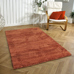 Newman Microfiber Shaggy Carpet for Living Room - 6x7 Feet, Rust