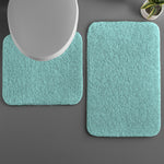 Polyester Contour Bath Mat Set (Aqua, 45x 75 cm & 40x45)