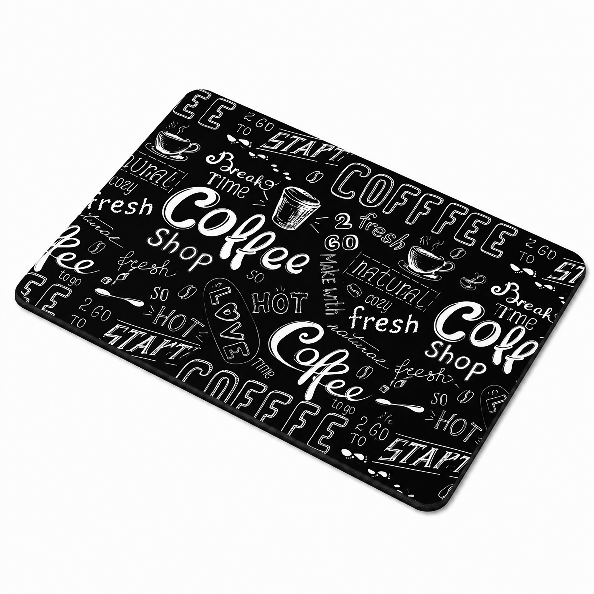 Kitchen Dish Drying Mat | Black Coffee Typography Print | 35x55 cm