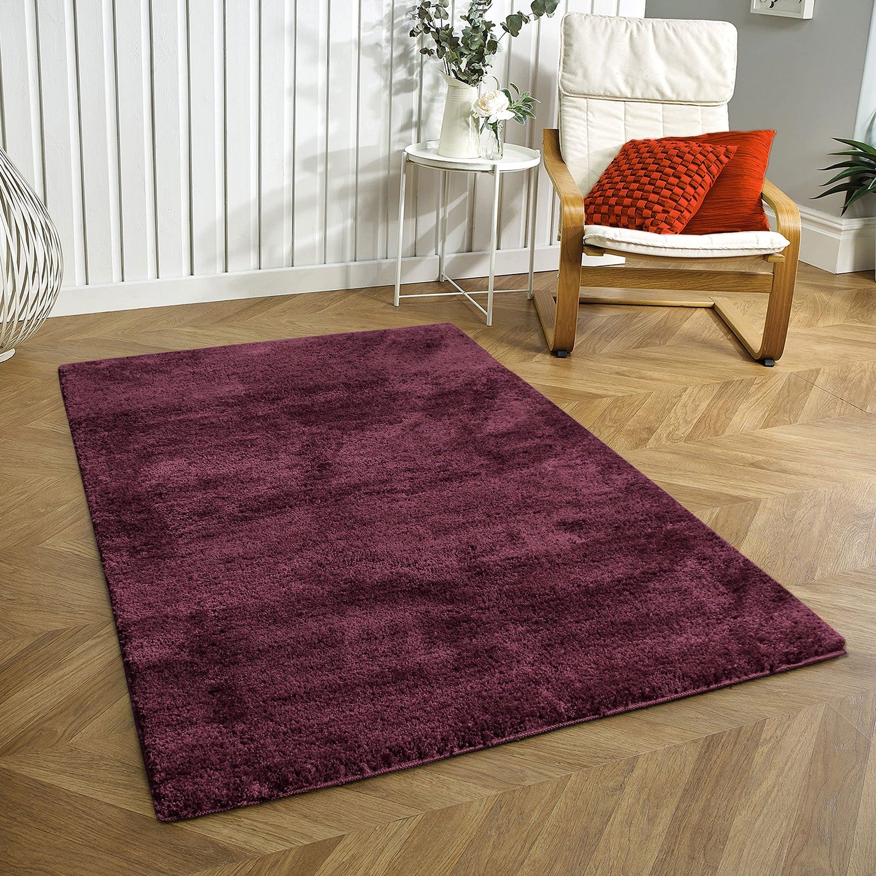 Newman Microfiber Shaggy Carpet for Living Room - 3x5 Ft, Wine