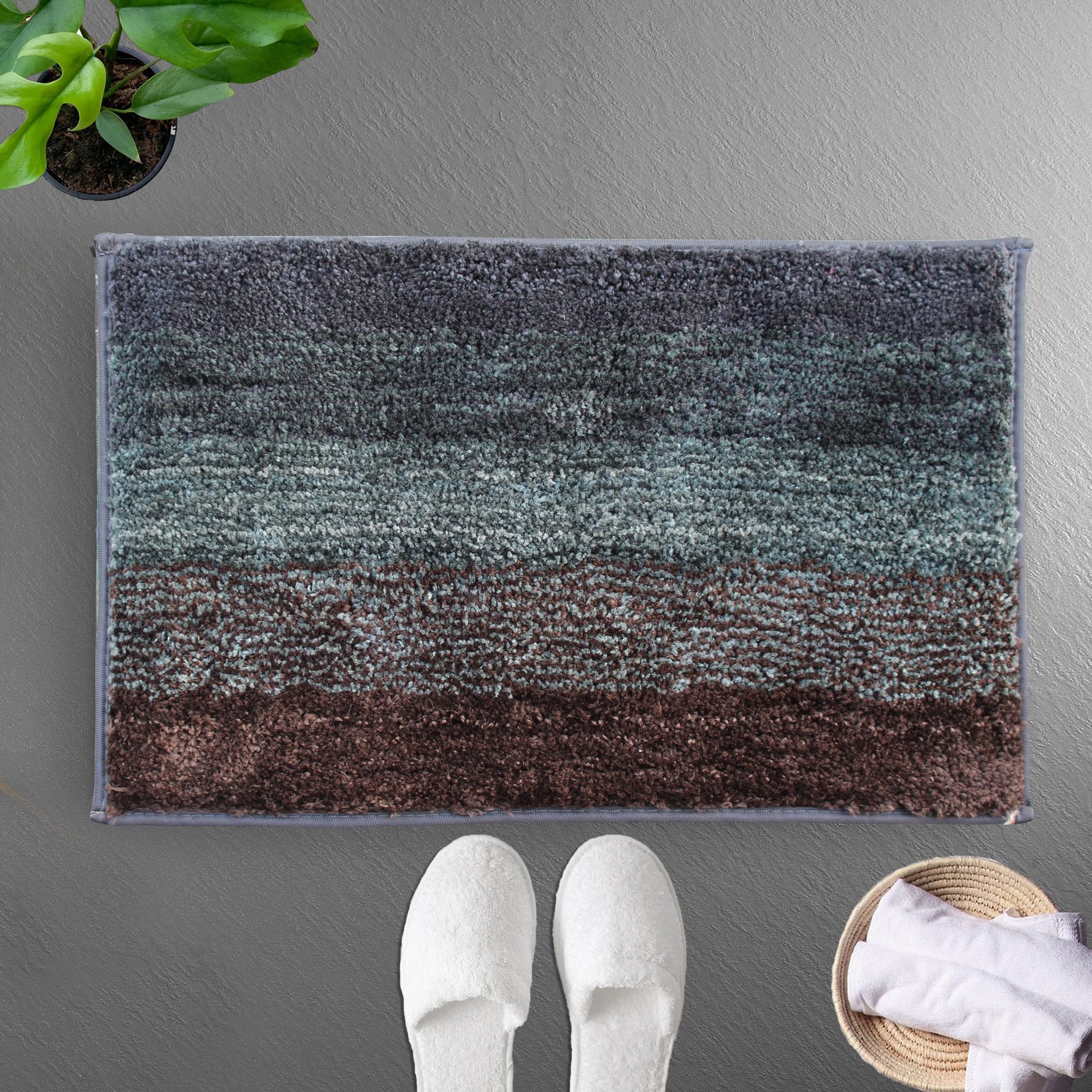 Oyster Bath Mat for Bathroom (38x58 cm,Burnt Green)