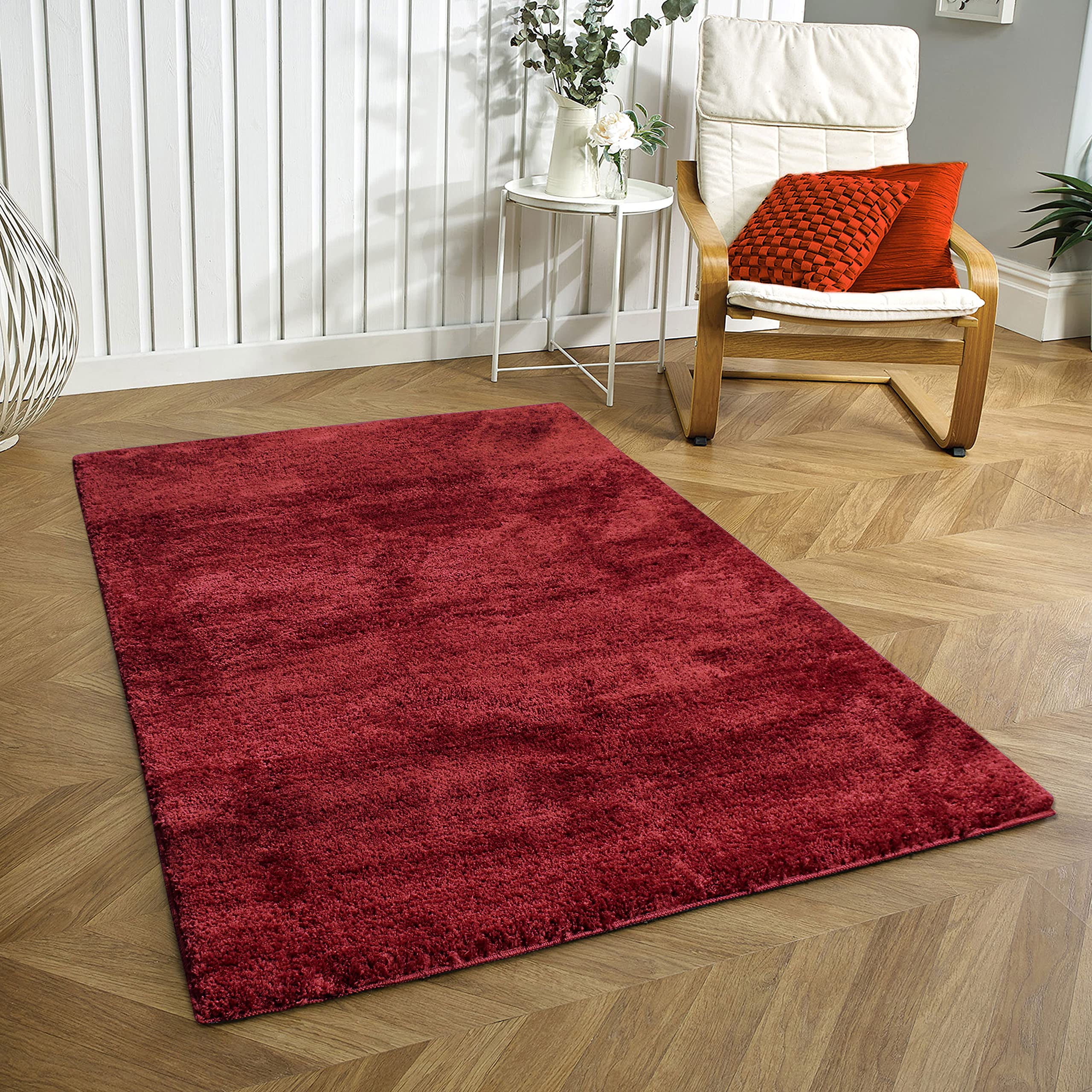 Newman Microfiber Shaggy Carpet for Living Room - 6x7 Feet, Maroon