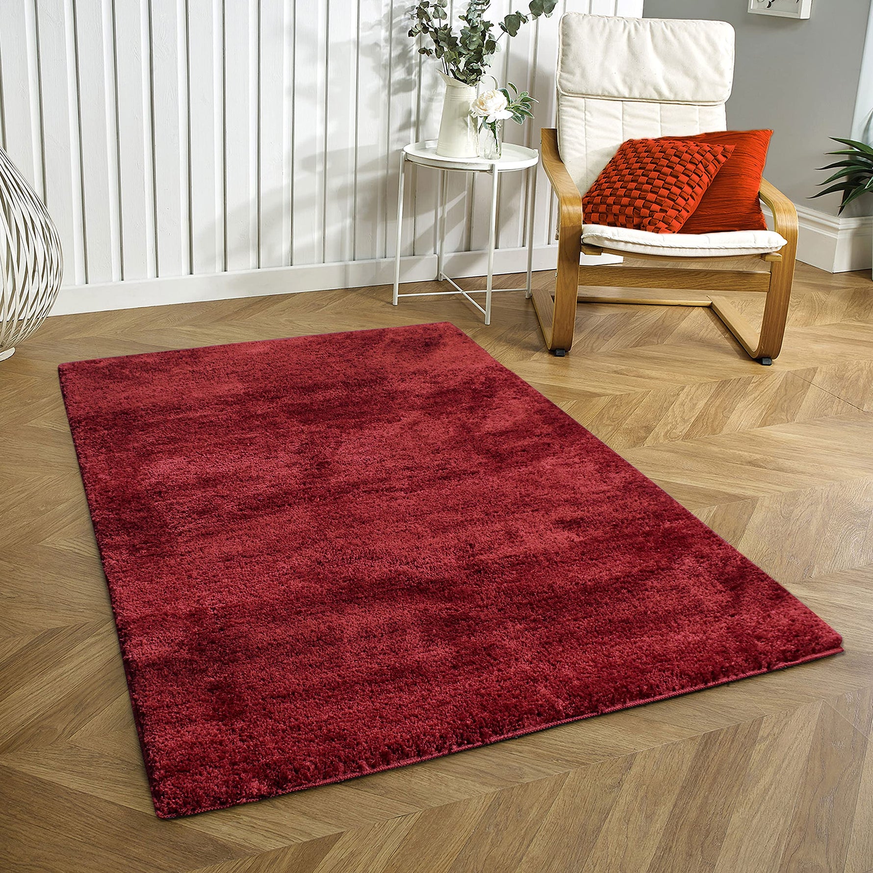 Newman Microfiber Shaggy Carpet for Living Room - 3x5 Ft, Arabic Maroon