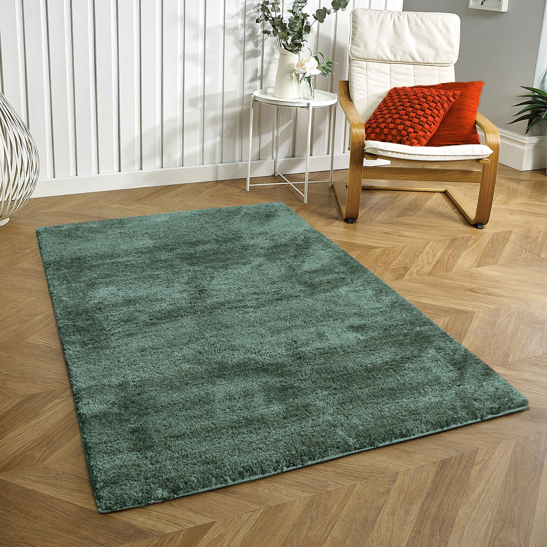 Newman Microfiber Shaggy Carpet for Living Room - 6x7 Feet, Seige