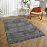 Newman Microfiber Shaggy Carpet for Living Room - 6x7 Feet, Silver